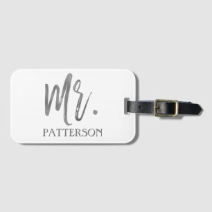 Para Maletas Sr. Apellido Relieve metalizado plateado Etiqueta