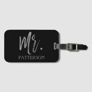 Para Maletas Sr. Apellido Relieve metalizado plateado Etiqueta