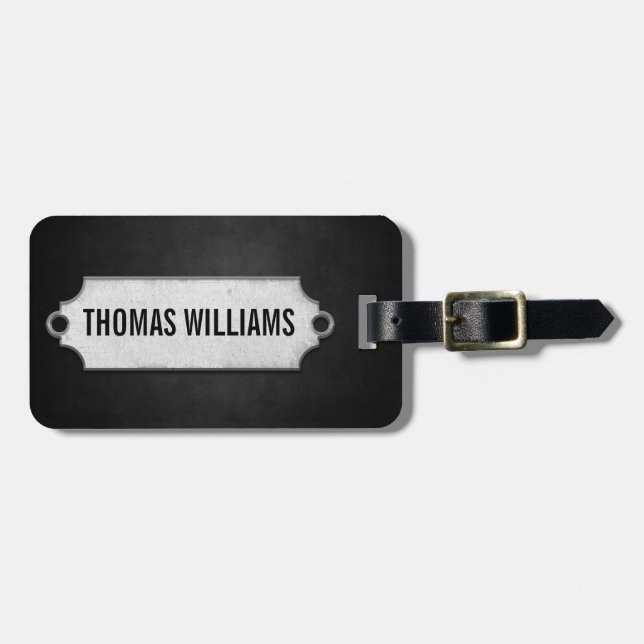 Para Maletas textura suave negra con etiqueta metalizado (Frente Horizontal)