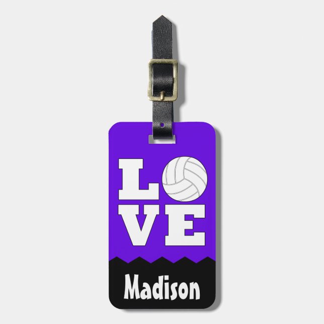 Para Maletas Vóley AMOR Nombre personalizado y etiqueta de bols (Frente Vertical)