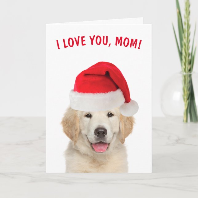 Para mamá, tarjeta de Navidades de Golden Retrieve (Anverso)