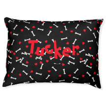 Cama de perro personalizada con huesos blancos de