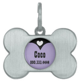 Para Mascotas Corazones BLANCOS PÚRPURAS de la placa de