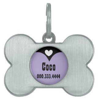 Para Mascotas Corazones BLANCOS PÚRPURAS de la placa de
