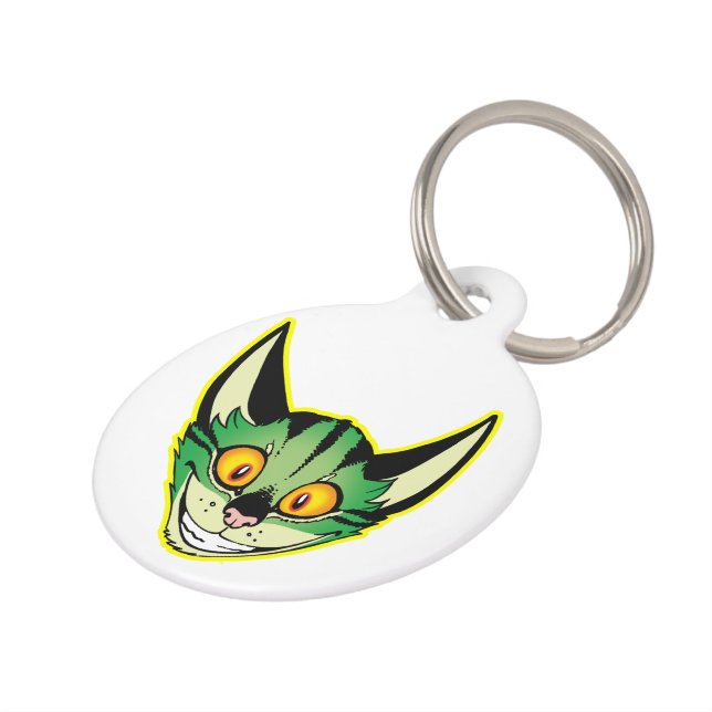 Para Mascotas Gato de dibujos animados fluorescente placa identi (Lateral)