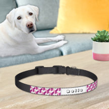 Magenta Cube Pattern Dog Collar