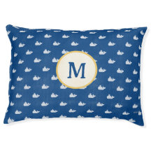 Monogramado de la cama de perro de ballena de la m
