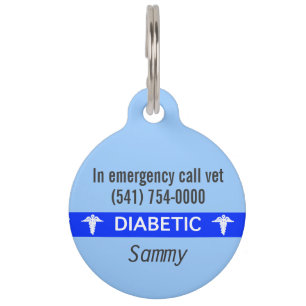 Para Mascotas Placa de identificación alerta médica diabética