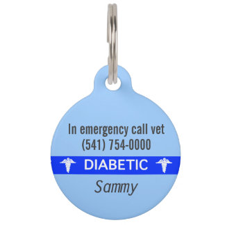 Para Mascotas Placa de identificación alerta médica diabética
