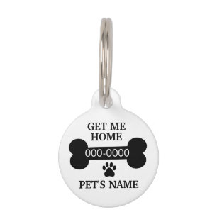 Para Mascotas Placa de identificación con huella de pata de hues