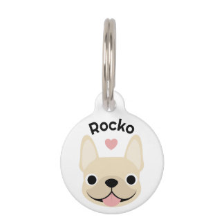 Para Mascotas Placa de identificación de Bulldog Francés crema, 
