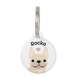 Para Mascotas Placa de identificación de Bulldog Francés crema,