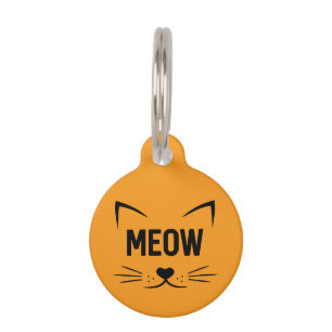 Para Mascotas Placa de identificación de gato naranja Meow