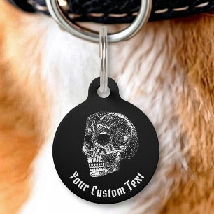 Para Mascotas Placa de identificación de mascota de cráneo
