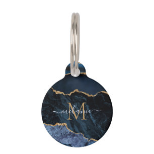 Para Mascotas Placa de Identificación Personalizada Blue Gold No