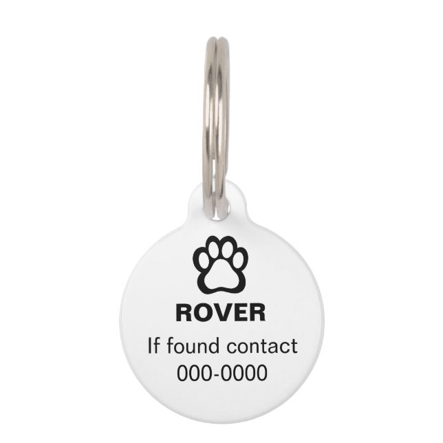 Para Mascotas Placa de identificación personalizada con huella d (Anverso)