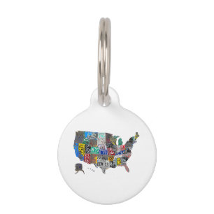 Para Mascotas Placa de licencia de bandera de mapa de Estados Un