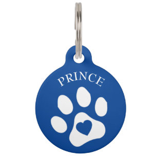 Para Mascotas Placa de perro azul con nombre y teléfono redondo