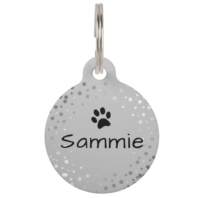 Para Mascotas Placa de perro gris personalizada  (Anverso)