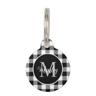 Para Mascotas Placa moderna monograma nombre buffalo cuadros neg
