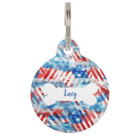 Para Mascotas Placa Redonda Personalizada con la Bandera America