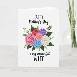 Para mi esposa Tarjeta de Ramo del Día de las Madr