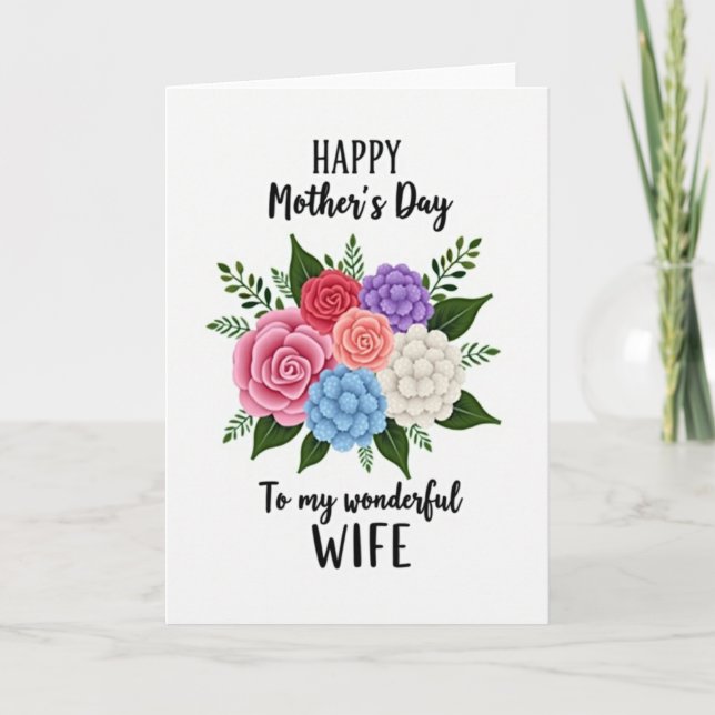 Para mi esposa Tarjeta de Ramo del Día de las Madr (Anverso)