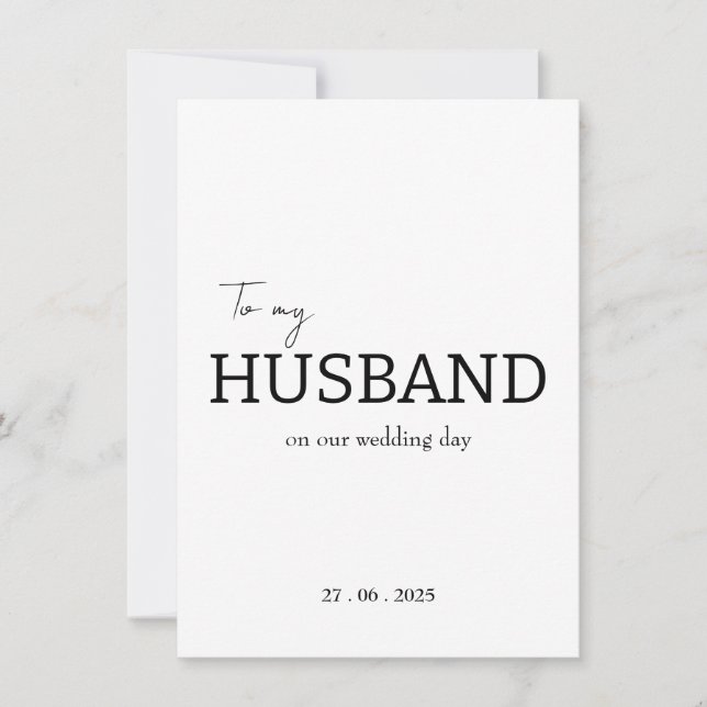 Para mi esposo en el día de nuestra boda tarjeta d (Anverso)