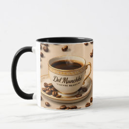 Para mí, granos de café y taza de espresso elegant