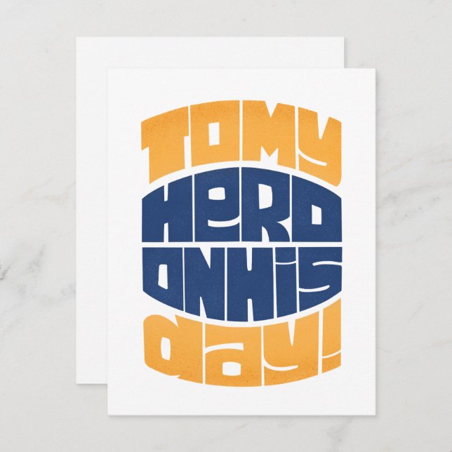 Para mi héroe en su día Tarjeta Feliz Día del Padr (Anverso / Reverso)