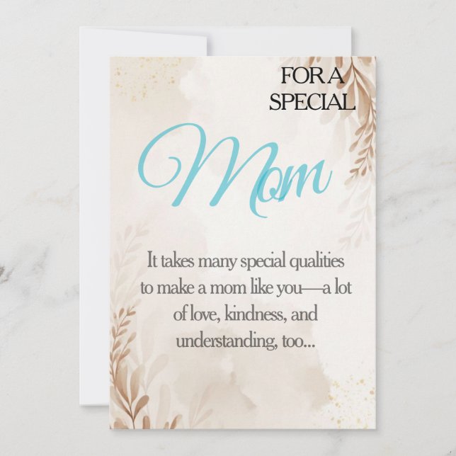 “Para mi mamá especial – Tarjeta de Agradecimiento (Anverso)