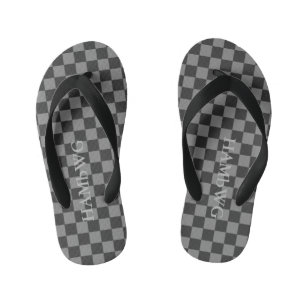 Para Niños HAMbyWGlove Niño - Chanclas - Negro Gris Cuadros