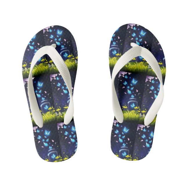 Para Niños Par de chanclas de mariposas azules (Plantilla)