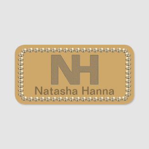 Para Nombres 1.5" Etiqueta de nombre de oro Natasha Hanna Bling