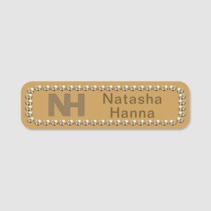 Para Nombres 1" Etiqueta de nombre con brillo de oro Natasha Ha