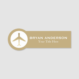 Para Nombres Aviación: Etiqueta de nombre de avión Gold