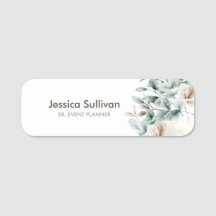 Elegante acuarela floral etiqueta de nombre