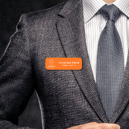 Para Nombres Etiqueta con nombre de logotipo comercial naranja 