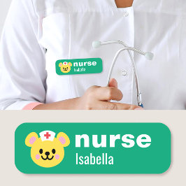 Para Nombres Etiqueta de Enfermera con Nombre Personalizado Oso
