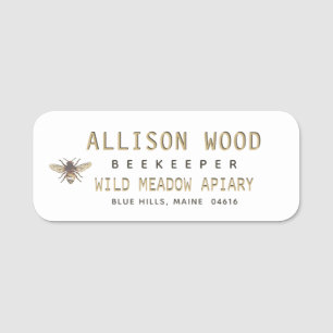 Para Nombres ETIQUETA DE NOMBRE DE BEEKEEPER con abeja de miel