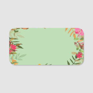 Para Nombres Etiqueta de nombre de diseño floral en blanco pers