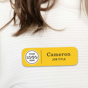 Para Nombres Etiqueta de nombre de empleado amarillo con logoti