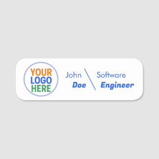 Para Nombres etiqueta de nombre de empleado con logotipo person