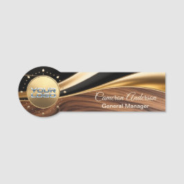 Para Nombres Etiqueta de nombre de oro de madera asimétrica Pre