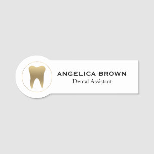 Para Nombres Etiqueta de nombre del asistente dental Gold