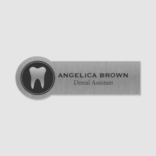 Para Nombres Etiqueta de nombre del asistente dental plateado