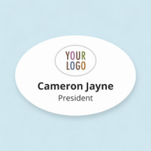 Etiqueta de nombre magnético ovalado grande o logo