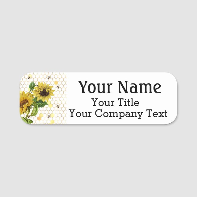 Para Nombres Etiqueta de nombre Miel Personalizado de girasoles (Anverso)