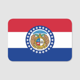 Para Nombres Etiqueta de nombre patriótico con bandera de Misur