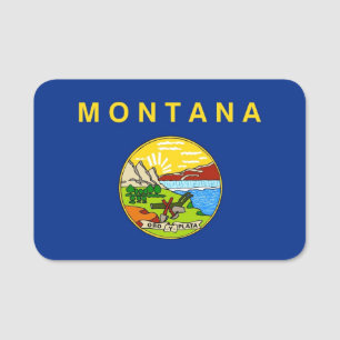 Para Nombres Etiqueta de nombre patriótico con bandera de Monta